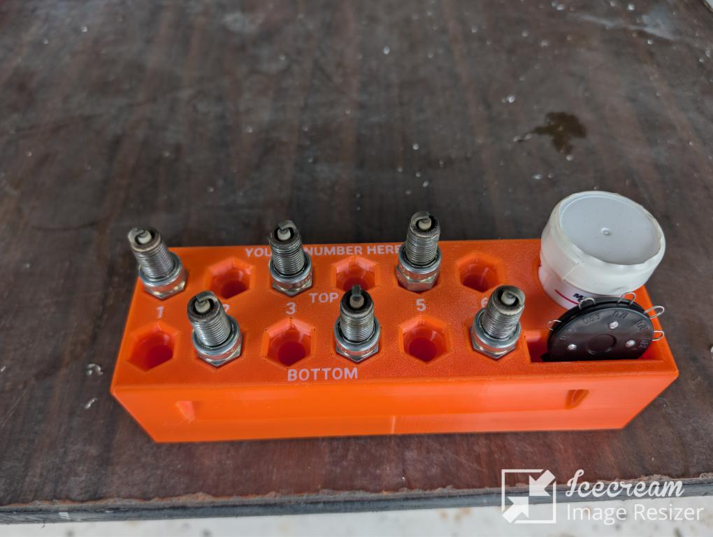 6 cylinder automotive style spark plug caddy
